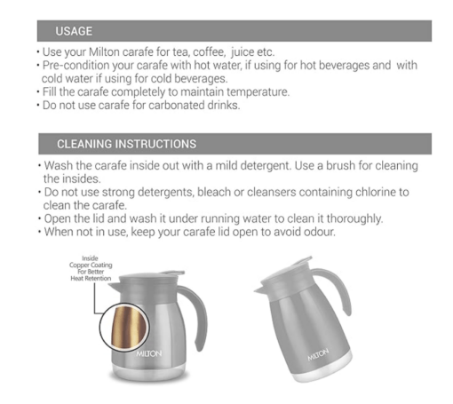 Milton Bistro 800 Thermosteel Carafe, 780 ml, Black - Image 3